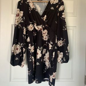 Shein Long Sleeve Black Mini Dress